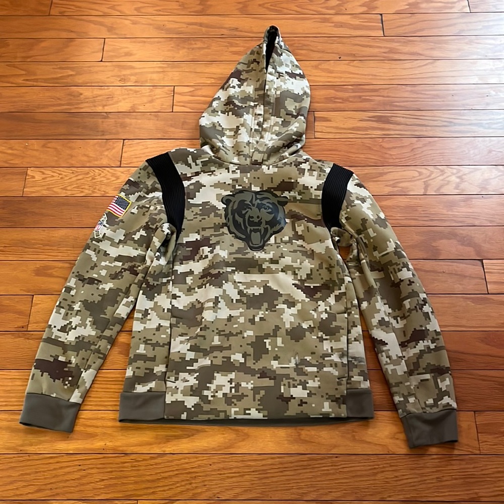 Nike Chicago Bears NFL Hoodie Youth Large 14-16 Olive Green Salute to Service